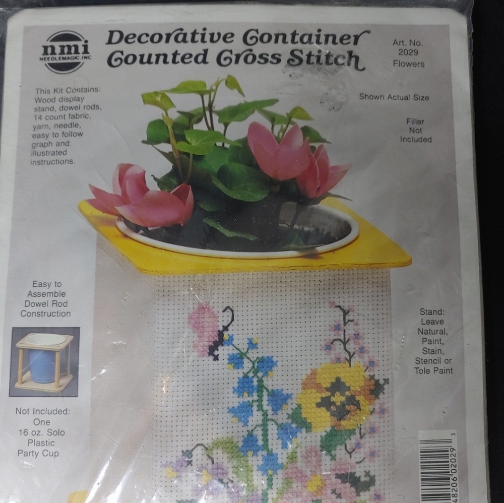 NeedleMagic Cross Stitch Kit Decorative Flower Container Counted Cross Stitch